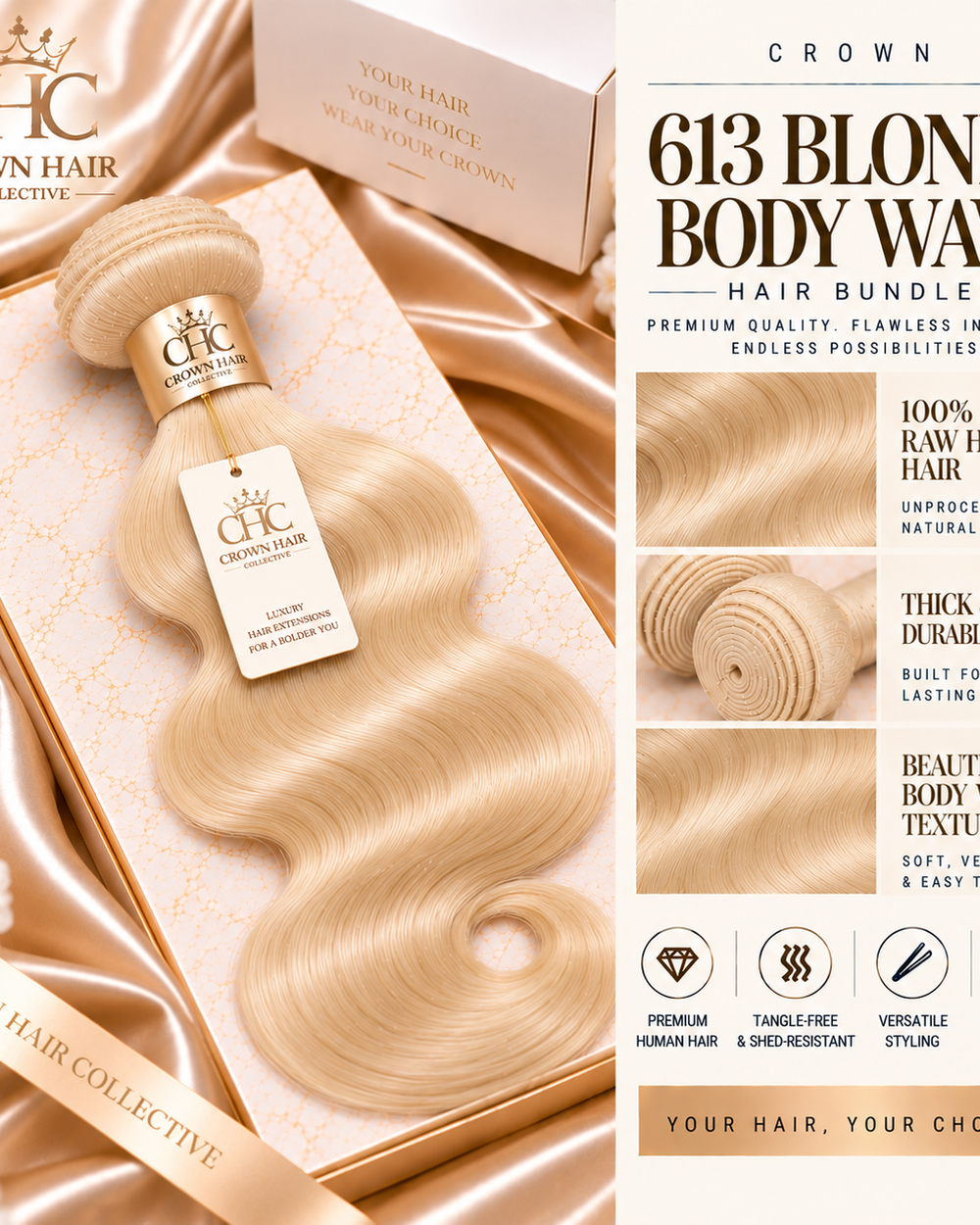Crown 613 Blonde Body Wave Hair Bundles