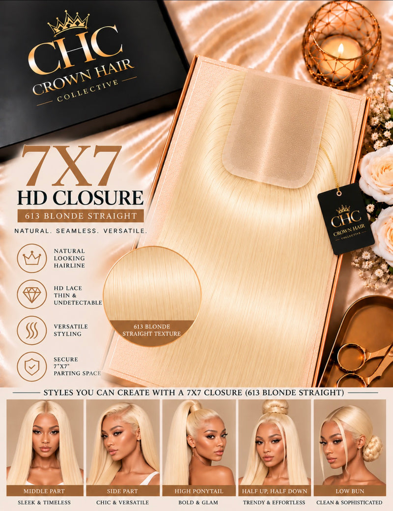 Crown 7×7 HD Lace Closure - 613 Blonde