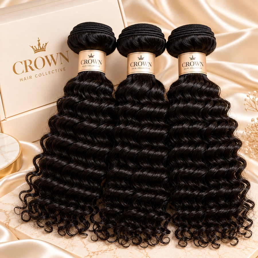 3 Bundle Crown Raw Deep Wave Hair Bundles