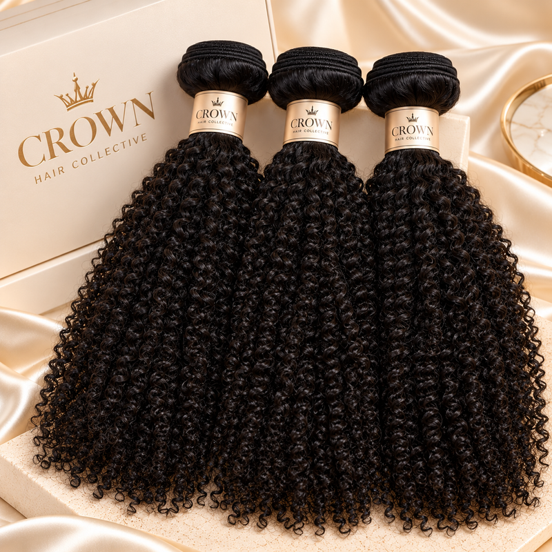 3 Bundle Crown Raw Kinky Curly Hair Bundles