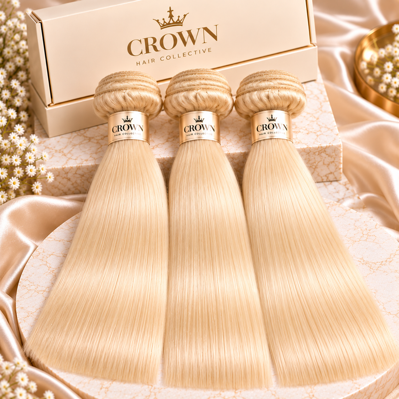 3 Bundle Crown 613 Blonde Straight Hair Bundles