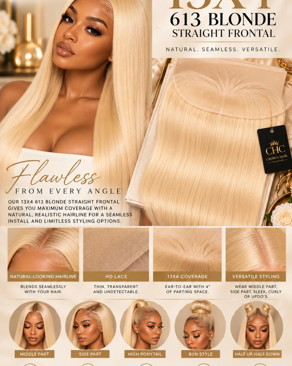 Crown 13×4 HD Lace Frontal - 613 Blonde