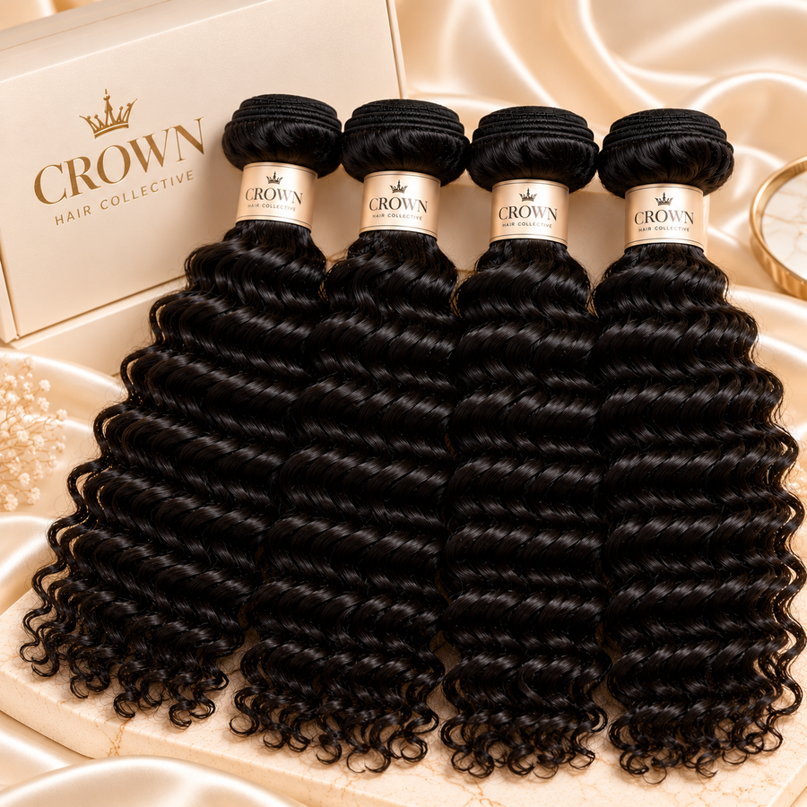 4 Bundle Crown Raw Deep Wave Hair Bundles