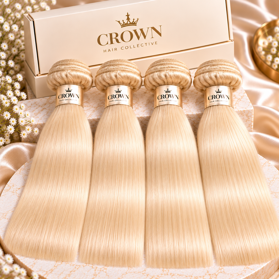 4 Bundle Crown 613 Blonde Straight Hair Bundles