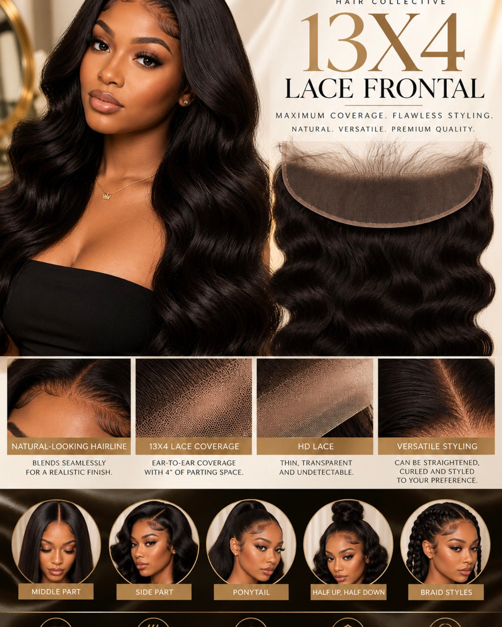 Crown 13×4 HD Lace Frontal - 1B