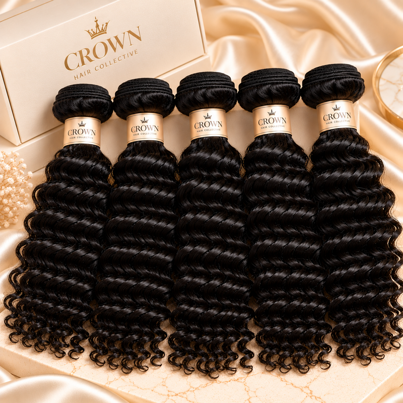 5 Bundle Crown Raw Deep Wave Hair Bundles