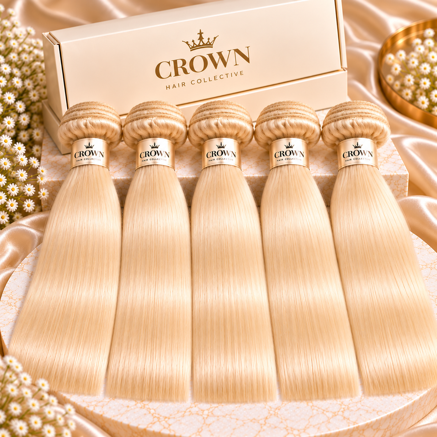 5 Bundle Crown 613 Blonde Straight Hair Bundles