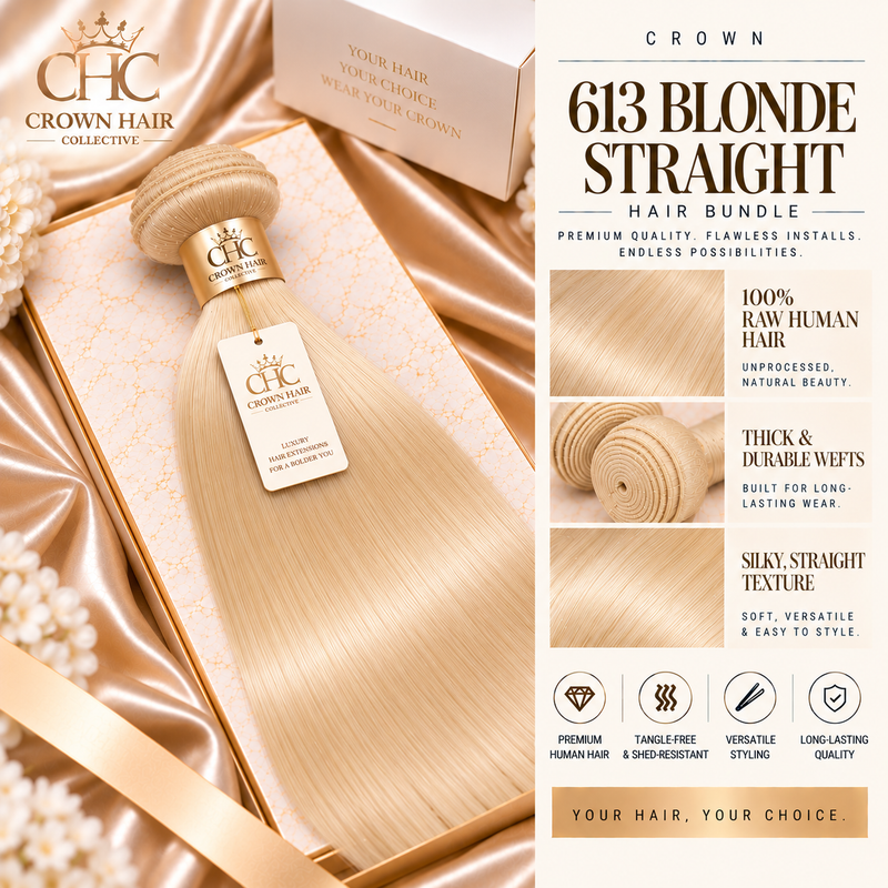 Crown 613 Blonde Straight Hair Bundles