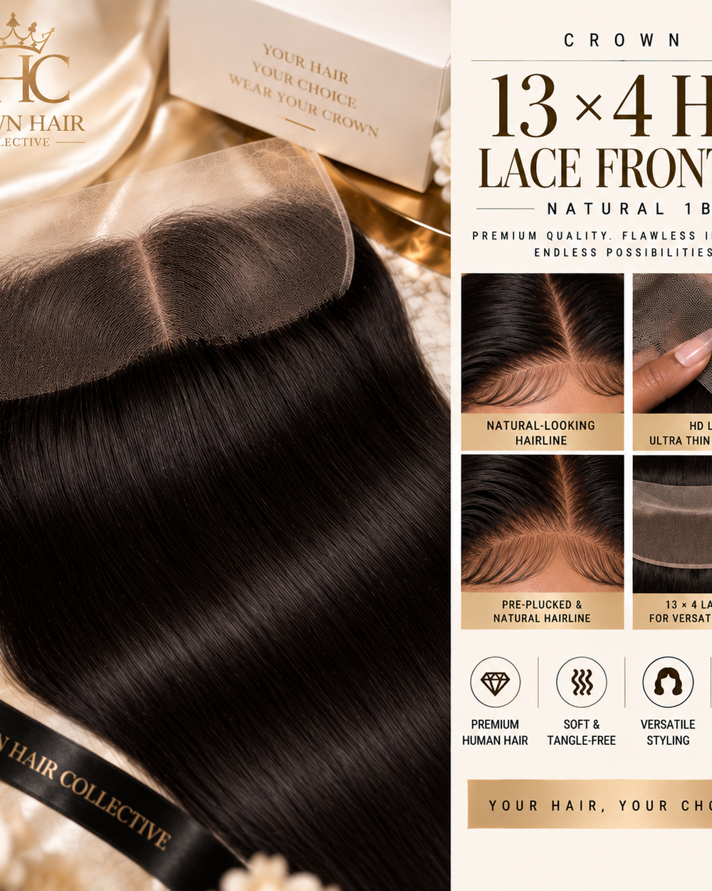Crown 13×4 HD Lace Frontal - 1B