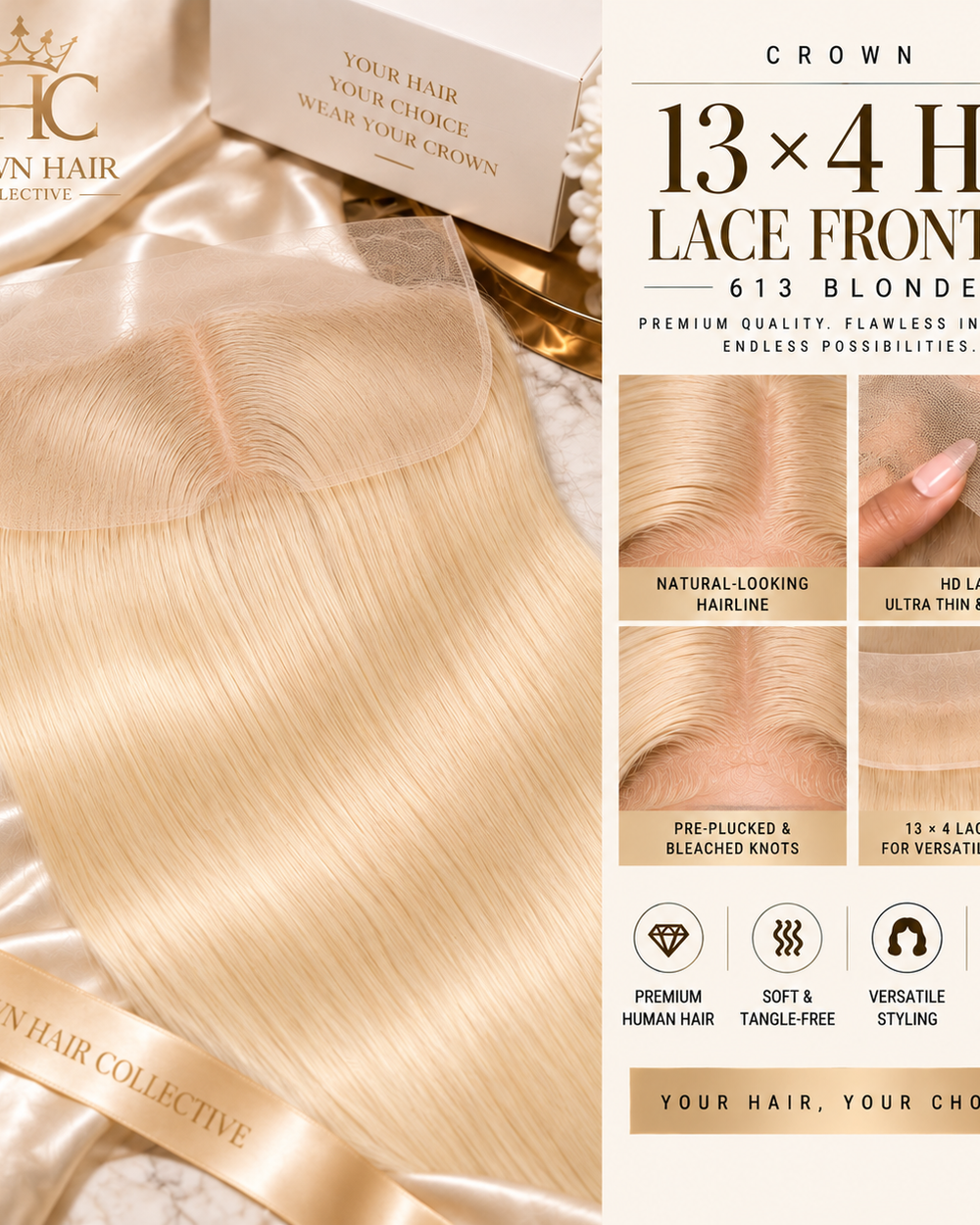 Crown 13×4 HD Lace Frontal - 613 Blonde