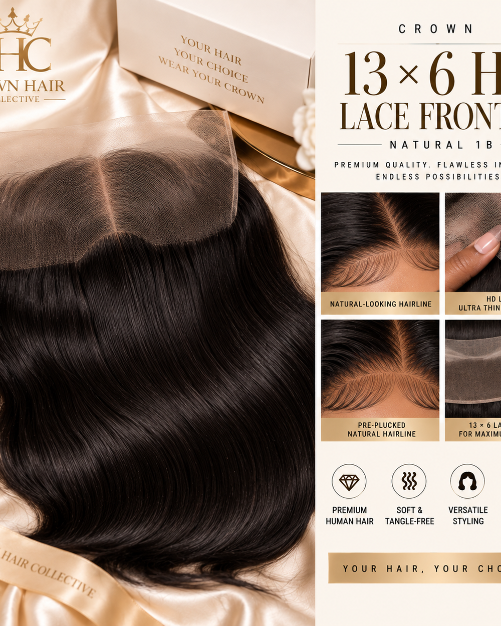 Crown 13×6 HD Lace Frontal - 1B