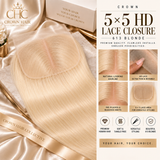 Crown 5×5 HD Lace Closure - 613 Blonde