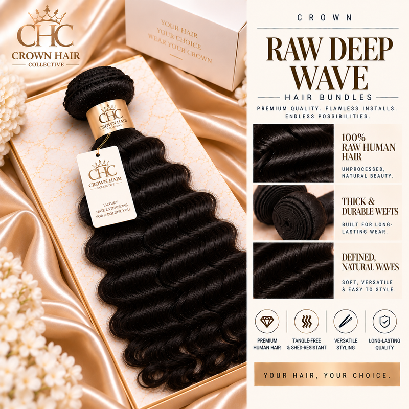 Crown Raw Deep Wave Hair Bundles