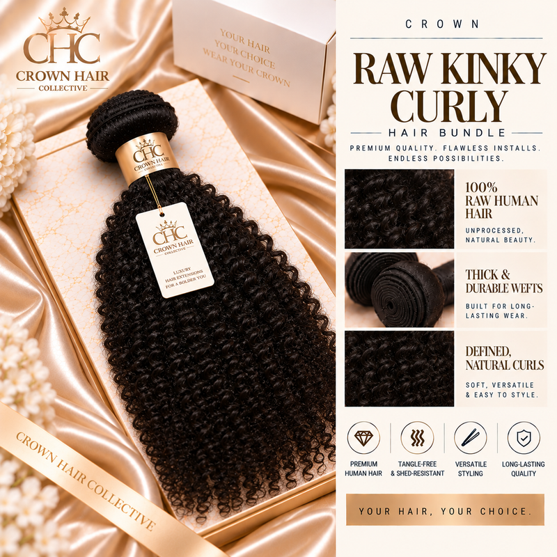 Crown Raw Kinky Curly Hair Bundles